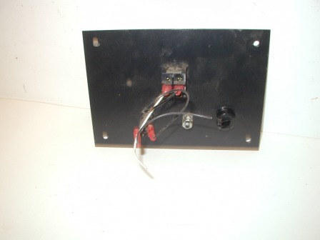 Neo Print Photo Sticker Machine Cabinet Switch and Fuse Holder on Power Cord Mounting Plate (Item #33) (Back Image)